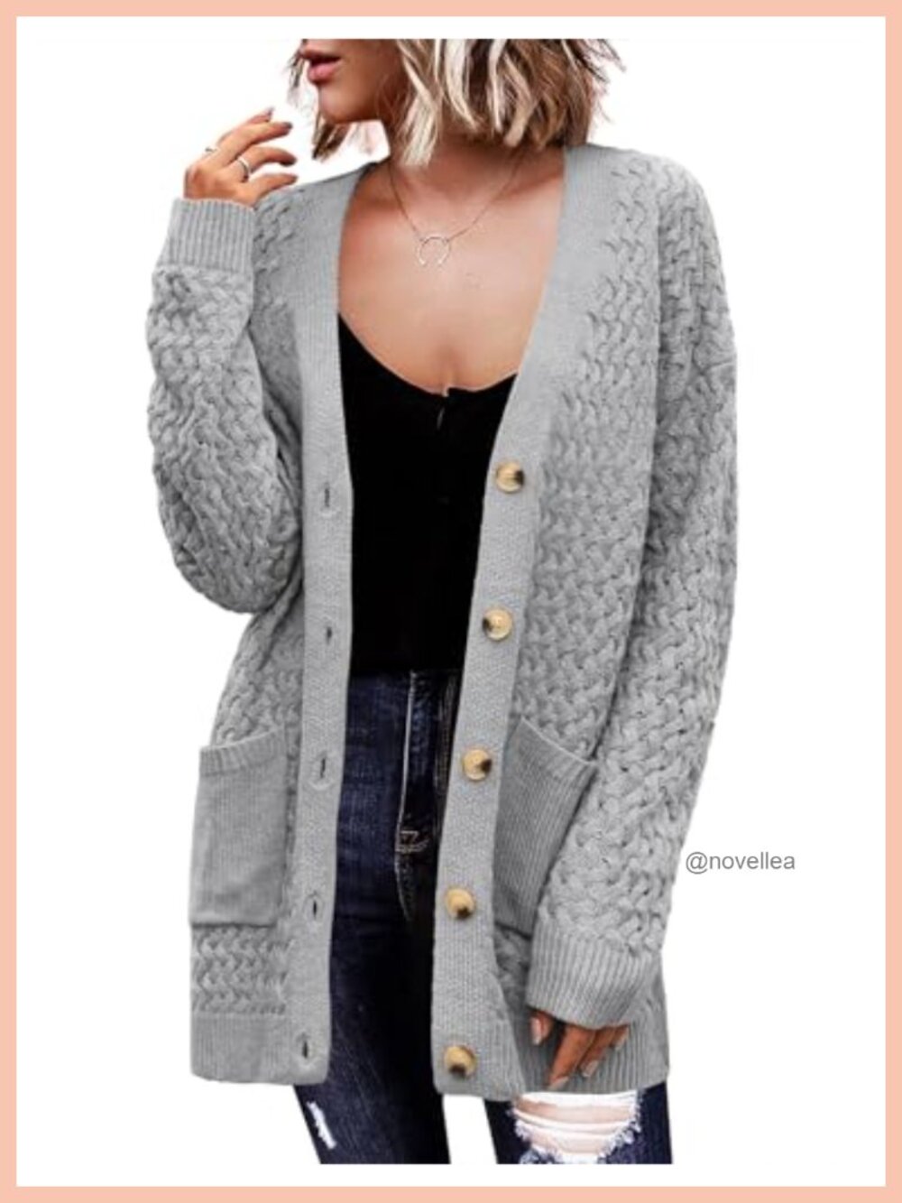 Zeagoo Women's Long Sleeve Button Down Cardigan Sweater with Pockets